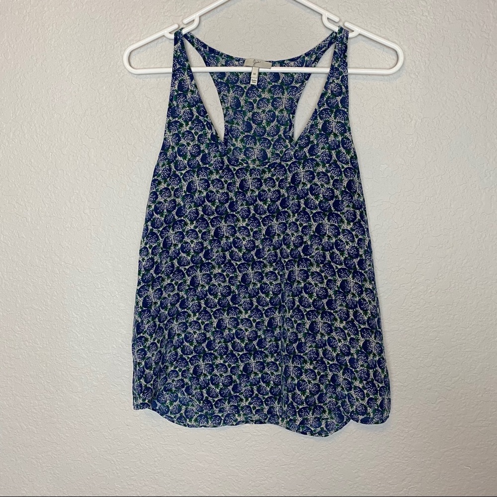 Joie Mak blue pineapple print silk racerback tank